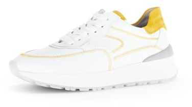Gabor Damen Low-Top Sneaker, Frauen Halbschuhe,Freizeitschuhe,Turnschuhe,Laufschuhe,schnürschuhe,schnürer,Sportschuhe,Weiss/Sun,39 EU / 6 UK