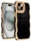 Teageo for iPhone 13 Case Electroplated Wavy Frame for Women Girls, Cute Luxury Pure Color Soft TPU Silicone Shockproof Curly Design Bumper Phone Case for iPhone 13, Black