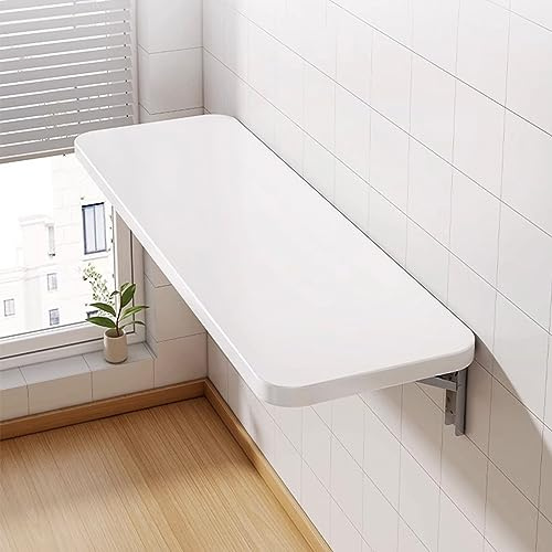 Mesa de pared abatible, mesa de cocina plegable, mesa de comedor para casa, cocina, oficina de ordenador flotante de MDF (80 x 50 x 1,6 cm), color blanco