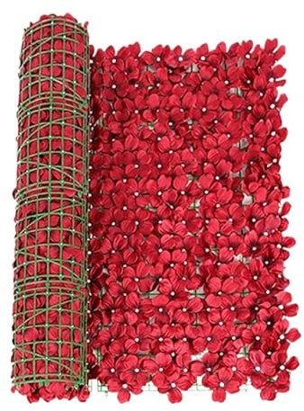 Künstlicher Zaun, Blätter, Balkonschutz, Gartenzaun, Simulationspflanze, Kirschbaum, Geländer, Dekoration (Rot, 50 x 3 m)