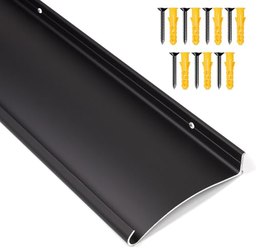Orechic Heavy-Duty Aluminum Door Rain Drip Guard, 4″ Extra-Wide and Thickened Window Door Rain Deflector, Size 52″ Length, 4″ Wide, 0.8″Height (Black)
