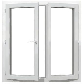 Fenêtre PVC 2 vantaux H 155 x L 110 cm OF pour pose en neuf avec poignée