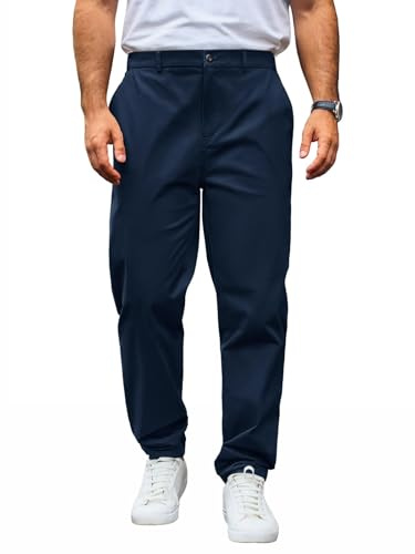 Runcati Pantalon chino pour homme - Coupe droite - Stretch - Couleur unie - En coton - Long - Léger - Avec taille élastique