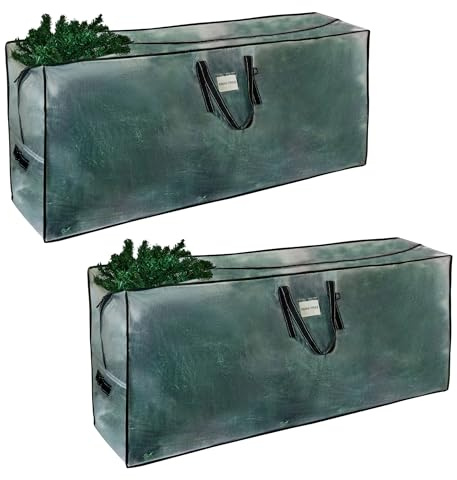 VENO 2 Pack Christmas Tree Storage Bag - Fits 2.8 M Artificial Trees - Plastic, Waterproof Christmas Tree Bag - Strong, Durable Handles - Labeling Card Slot - Clear