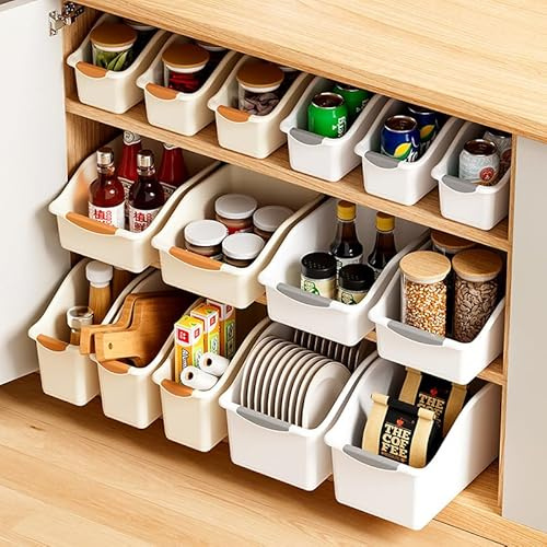 Taylor & Brown 6-Pack Heavy-Duty Plastic Storage Boxes with Handle & Wheels Curved Design, Space-Saving Bins for Under-Sink, Pantry & Cabinet Organization - Ideal for Cleaning Supplies