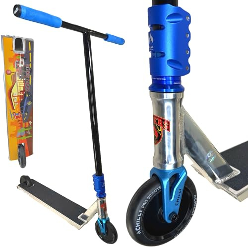 Chilli Pro Ably Custom Blunt Stunt Scooter Boxed Deck für Street. Trick Roller ab 165-185cm H=95cm Silber/Schwarz/BLau