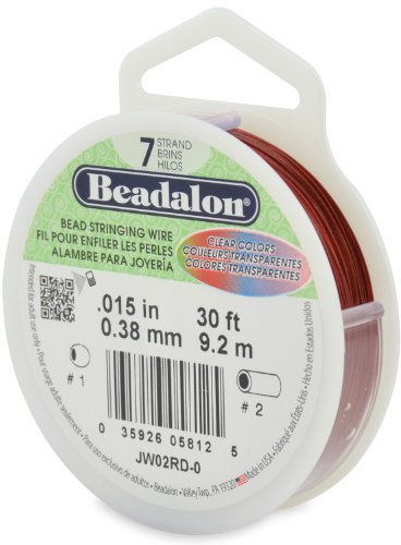 Beadalon 0.38 mm Diameter 9.2 m Reel 7 Strand Wire, Red