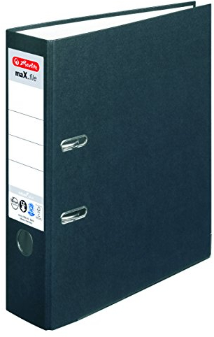 Herlitz Ordner maX.file nature plus, A4, 8 cm Rückenbreite, Spezialbeschichtung aus Papier, schwarz