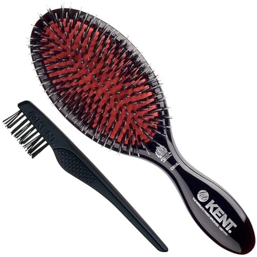 Kent Classic Shine Haarbürste, mit Borsten- und Nylonmix, groß, schwarz