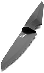 Edge of Belgravia Precision Non Stick, Sharp Stainless Steel Kitchen Knife Blade with Ergonomic Hanlde Grip Heavy Feel for Cooking(Black, 6 Bread Knife,15 CM)