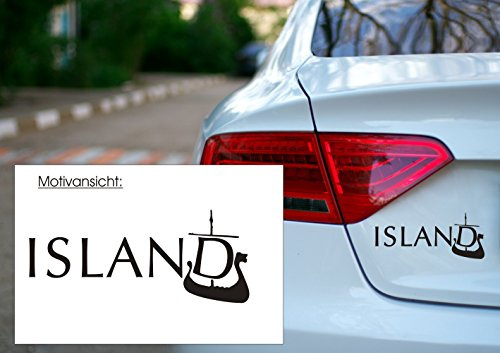 blattwerk-design Autoaufkleber - Island Wikingerschiff Iceland (300 mm x 130 mm, M070 Schwarz)