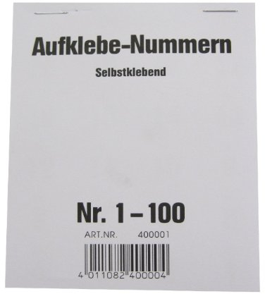 Wolf & Appenzeller 400001 - Gewinnaufklebe-Nummern 1-100, selbstklebend