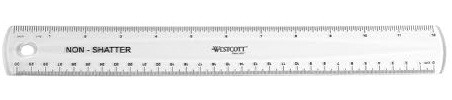Westcott Shatterproof Ruler, Design with Easy-to-Read Markings, Back-to-Classroom, 12-Inch