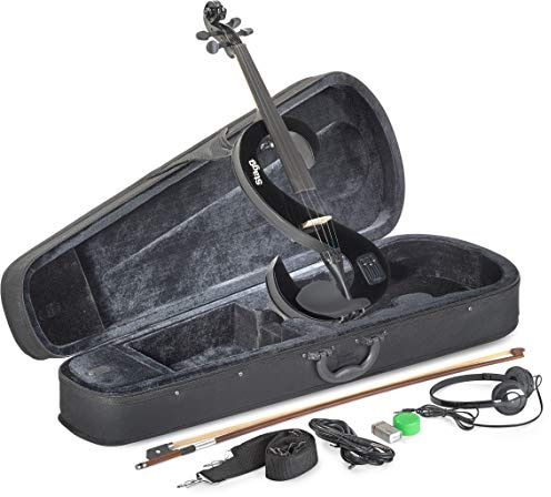 Stagg Silent Violinen-Set mit Koffer, Schwarz 4/4 Schwarz