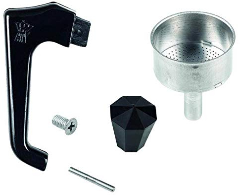 Pezzetti, Kit di Ricambio Per Caffettiera 1 Tazza, Include Un Imbuto in Alluminio Alimentare (UNIVERSALE), Un Manico, Un Pomolo, Una Spinetta, Una Vite, Compatibili Con Caffettiera Italexpress