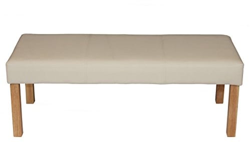 Mendler Sitzbank Polsterbank Bank M37 Kunstleder 120x43x49 cm - Creme, helle Beine