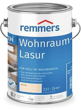 Remmers Spar Set 2x Wohnraum-Lasur weiß, 2,5 Liter, Holzlasur innen, für Möbel, Böden, Innentüren und Treppen geeignet, mit Abperleffekt
