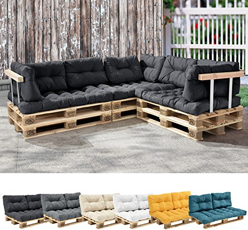 [en.casa] 1x Rückenkissen für Euro-Paletten-Sofa Dunkelgrau Palettenkissen Auflage In/Outdoor Polster Möbel