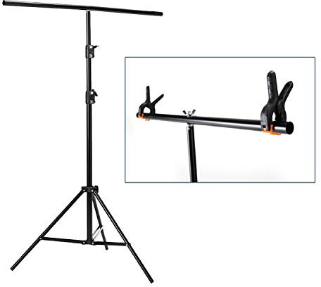 Photo Backdrop T Stand, Crossbar & Clamps | LuxLight | Height - 2m Width - 1m | Background T Shape Bar for Product Photography