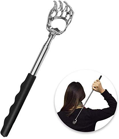 Rascador de Espalda Extensible Portátil Metal Oso Garra TelescóPica Con Asas De Goma Suave Para Aliviar la Picazón y Para Masajear