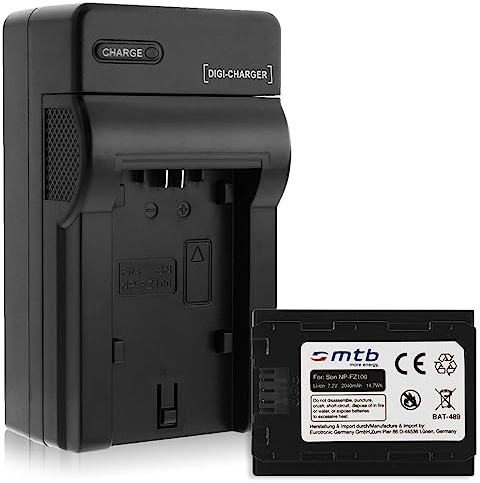 Batterie + Chargeur (Auto/Secteur) Compatible avec Sony NP-FZ100 / Compatible avec Sony Alpha 7 III, ILCE-7M3, Alpha 7R III, ILCE-7RM3 / Compatible avec Sony a9, ILCE-9