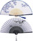2 Pieces Folding Fans Handheld Fans Bamboo Fans with Tassel Women's Hollowed Bamboo Hand Holding Fans for Wall Decoration, Gifts (Blue Rose and Black Cherry Pattern)