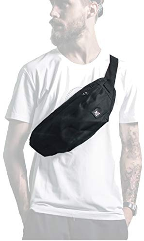 Fanny Packs for Women & Men Unisex Waist Bag Pack with Headphone Jack and Zipper Adjustable Strap Black Fanny Pack for Outdoors & Gym (fanny pack).