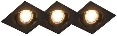 QAZQA miu - LED Dimmable Spot encastrable variateur inclus - 3 lumière - L 92 mm - Noir - Moderne - éclairage intérieur - Salon I Chambre I Cuisine I Salle à manger