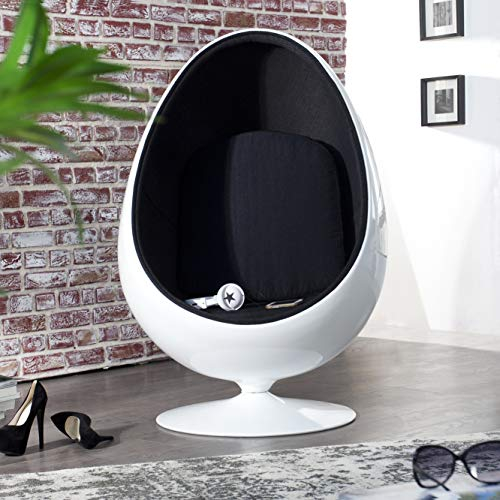 cagü Design Retro Lounge Sessel Sitzei Egg Ball Weiß-Schwarz drehbar Designklassiker Space Age