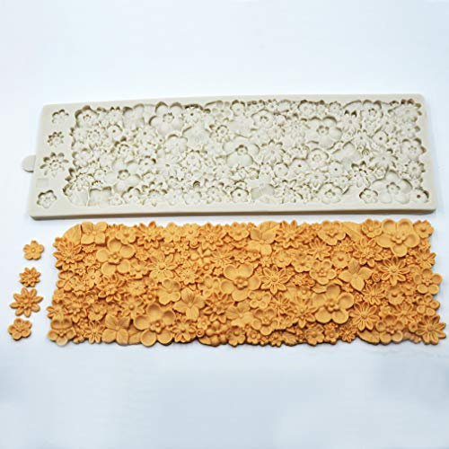 3D Full Flower Empire Cake Silicone Embossing Mat Fondant Impression Textured Lace Mat Cake Border Brim Decorating Mold Icing Candy Sugar Gum Paste Moulds Cake Craft Imprint Baking Moulds Bakeware Pan