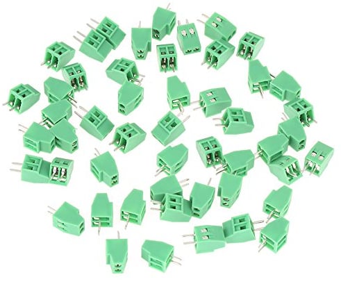 FTVOGUE 50pcs/set 2 Pin 2.54mm Pitch Green PCB Universal Screw Terminal Block Connector