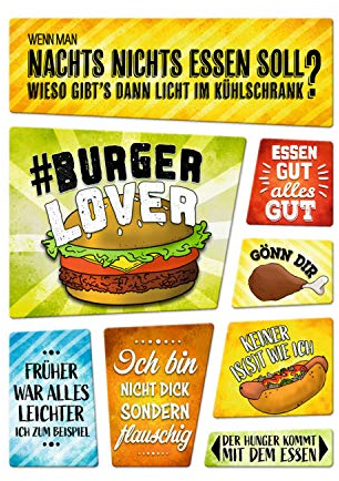 Kühlschrankmagnete 8er Set mit Sprüchen zum Thema Essen Kühlschrank Burger