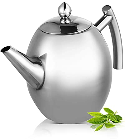 Stainless Steel Teapot Tea Kettle Pot with Filter, Tea Kettle Coffee Stainless Steel Teapot for Home Office Restaurant(1L)