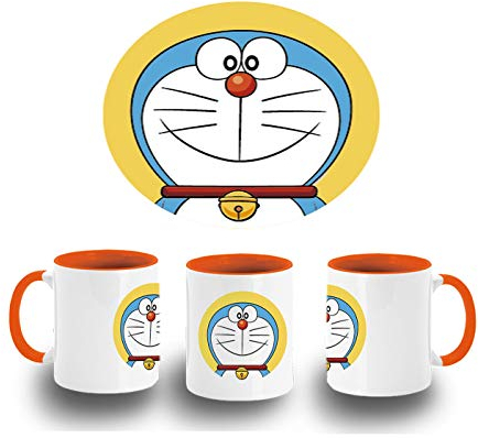 MERCHANDMANIA TAZA NARANJA GATO AZUL SERIE NIÑOS color mug