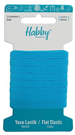 Habby Accessories 5m Gummiband | Elastic Bands | Gummilitze | Gummizug | Gummiband Nähen | Flach | 6mm | Türkis