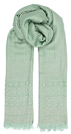 Becksöndergaard Schal Damen Roslyn Scarf Green/Grün - Sommer Schal Tuch aus 50% Modal/50% Baumwolle mit Fransen - 100 x 200 cm