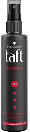 Taft - Spray Gel Coiffant - Power - Fixation 4 - Tenue Jusqu'à 24h - Diffusion Ultra Fine - Ne Colle Pas - Bouteille de 150 ml