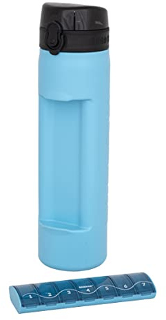 Anabox Gourde avec pilulier semainier intégré | Box7 | 7 cases | 1 prise par jour (Turquoise)