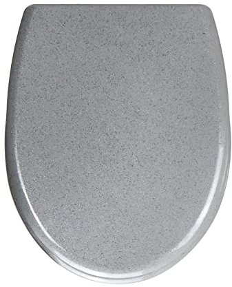 Fanmitrk Duroplast Toilet Seat Soft Close -Grey Color,Quick Release Toilet Lid with Top Fixing,Shining Effect(UF01-10X)
