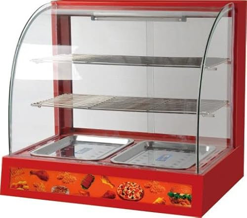 GastroHero Warmhaltevitrine I Heiße Theke für Gastronomie I Speisenwärmer mit Beleuchtung und 2 Ablageflächen I Manuell einstellbare Temperatur bis 85°C I Snackwärmer