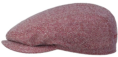 Stetson Belfast Silk Schiebermütze Herren - Flatcap aus Seide - Herrencap Made in EU - Seidenmütze Frühjahr/Sommer - Flat Cap dunkelrot 62 cm