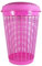 ALIBABA 50L Litre Circular Plastic Laundry Linen Washing Basket Bin Storage Round Hamper With Lid (Pink)