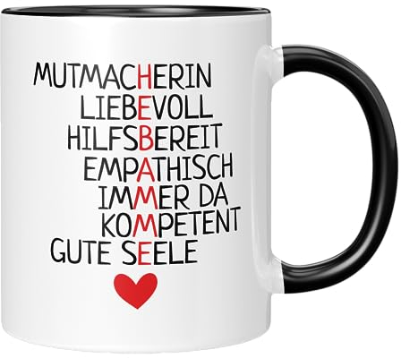 TassenTicker - Hebamme Synonyme - Kaffeetasse - Geschenk für Hebammen - Tasse mit Spruch - Abschiedsgeschenk - Dankeschön - Geschenkidee - Schwarz