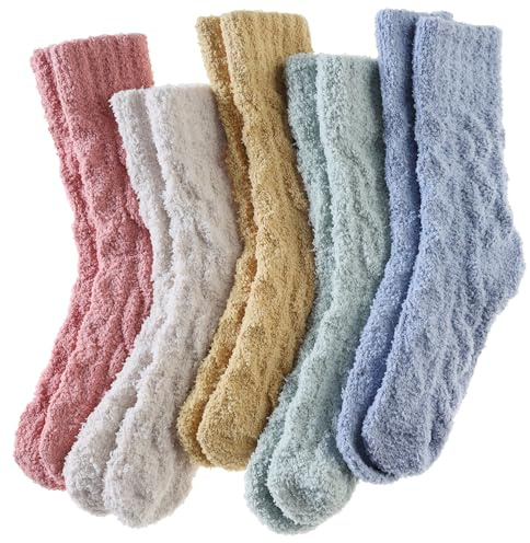 Womens Fluffy Socks Slipper Winter Warm Fuzzy Soft Comfy Plush Therma Cozy Cabin Casual Socks