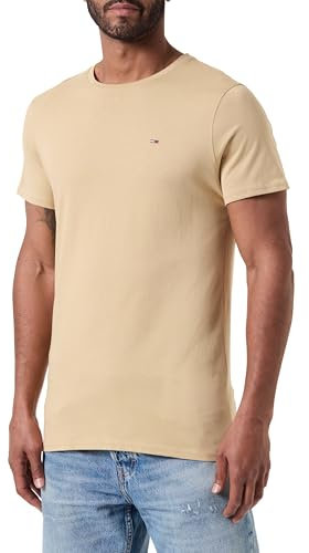 Tommy Jeans Herren T-Shirt Kurzarm TJM Original Slim Fit, Beige (Gentle Gold), XXS