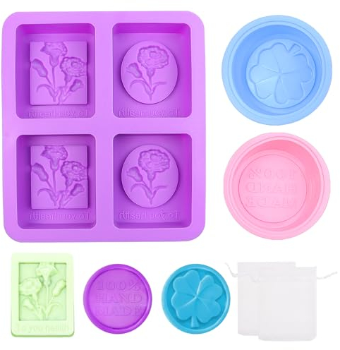 3Pcs Handmade Soap Moulds, Carnation Silicone Soap Mould Rectangle, DIY Baking Tray Silicone Soap Molds, Food Grade 3D Silicone Mould for Making Craft Candle Chocolate Candy Cake