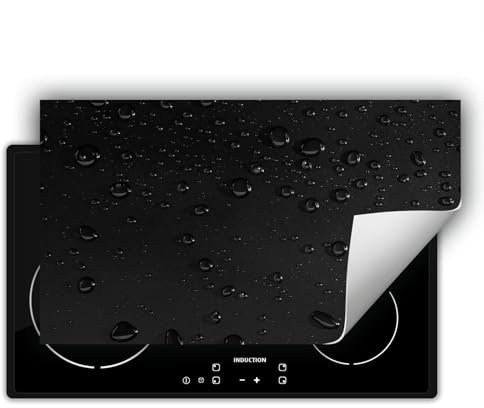 DarHaus Copri piano cottura induzione 90x52 cm - Tappetino antiscivolo avvolgibile per induzione - nero - gocce