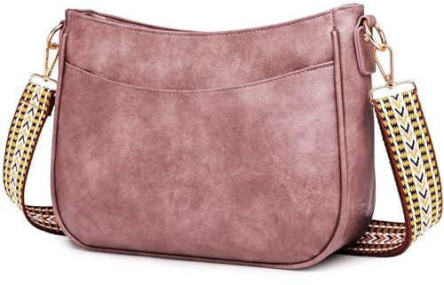 Keyck Sac Bandoulière Femme, Sacs a Main Femme en Cuir PU avec Bretelles Réglables et Amovibles, Sac a Main Femmes Bandoulieres Elegant Sac Besace pour Voyage Loisirs Travail (Rose)