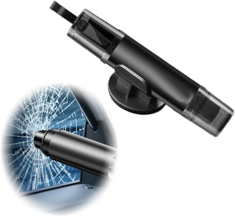 ZOKJSW Martello di Sicurezza per Auto,1 Pezzi Rompivetro Portatile e Taglia Cinture di Sicurezza - Strumento di Emergenza per La Fuga Blu & Nero