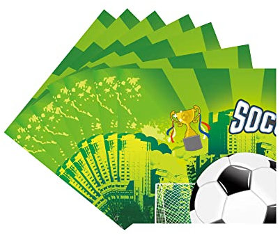 20pcs Green Football Party Napkins - Soccer Table Decorations for Kids Boys Birthday World Cup Party Supplies